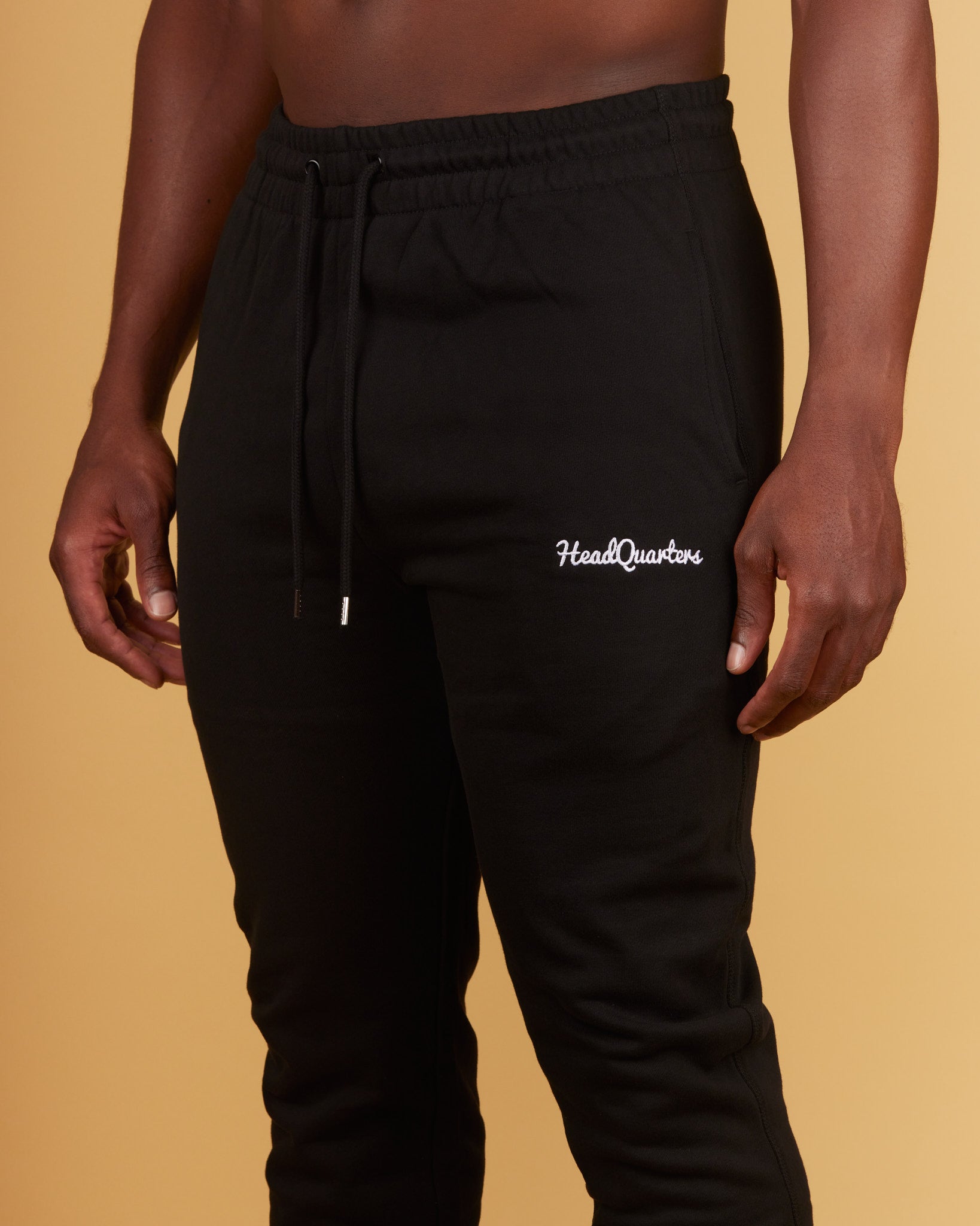 Mens Black Premium Sweatpants Close-up